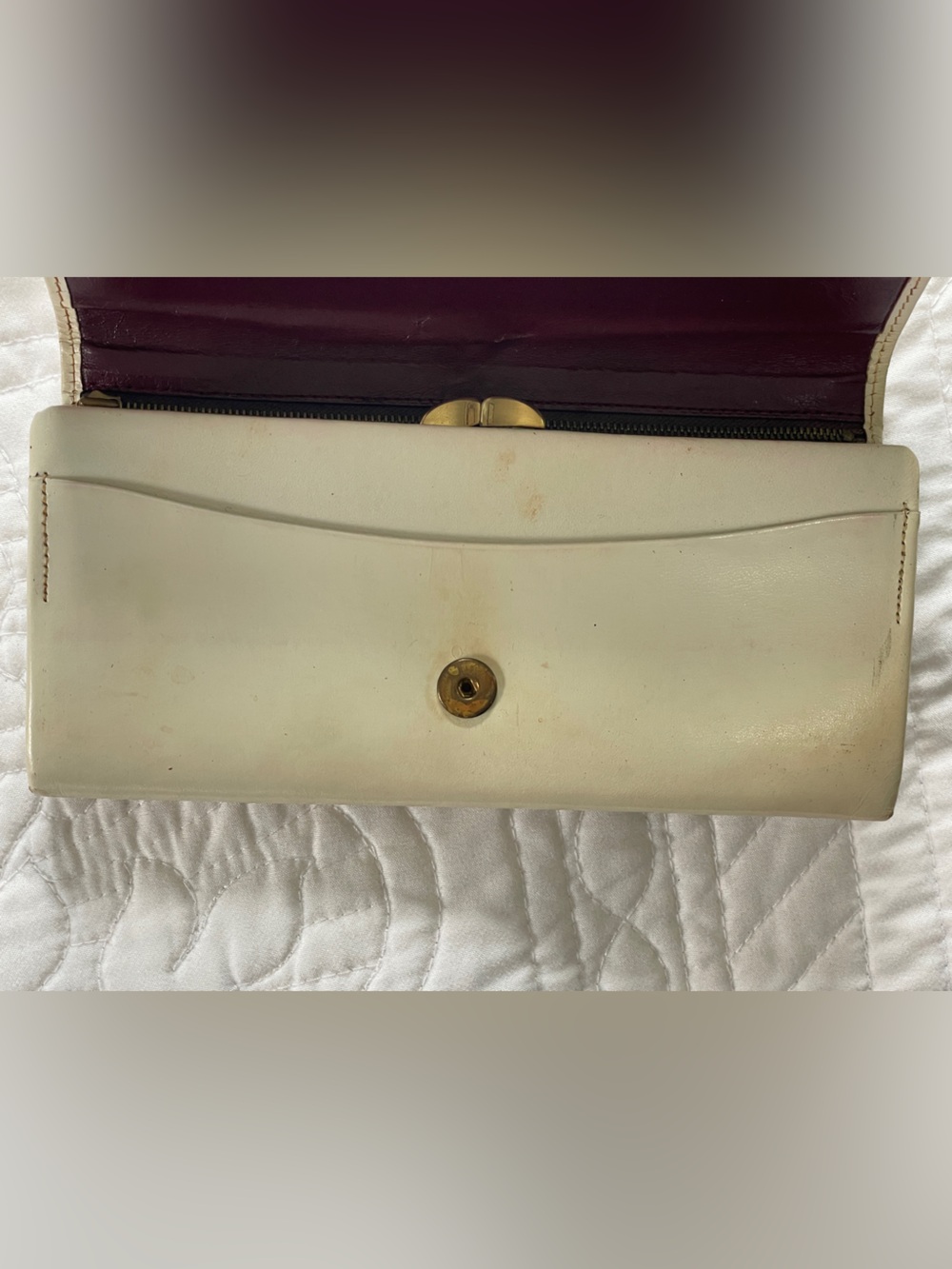 Vintage 1950s, 60s West Germany Top Grain Cowhide Leather Clutch Wallet kisslock